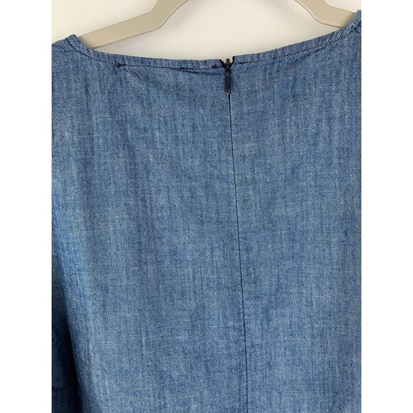 Maison Labiche Chambray Ruffle Sleeve Cotton Dress. Women's Size Small - Picture 7 of 7